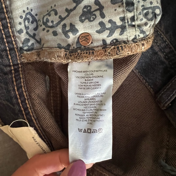 Free People Maggie Distressed Mid-rise Straight-Jeans Size 27 Back Alley Blue - Picture 14 of 15